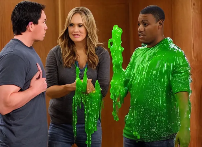 Image similar to the episode of SVU where everyone gets covered with nickelodeon slime hd