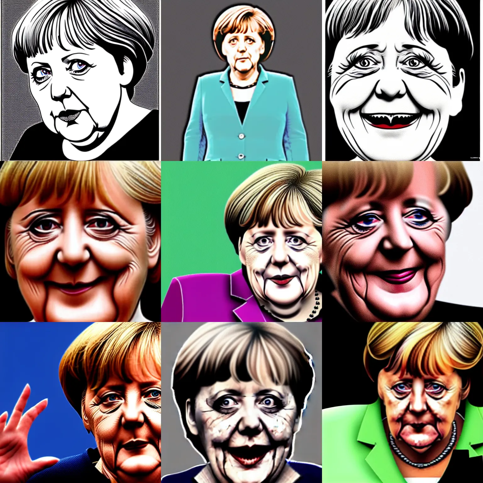 Prompt: Angela Merkel in the style of Junji Ito