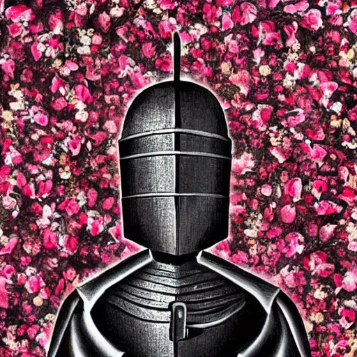 Image similar to a knight made out of roses