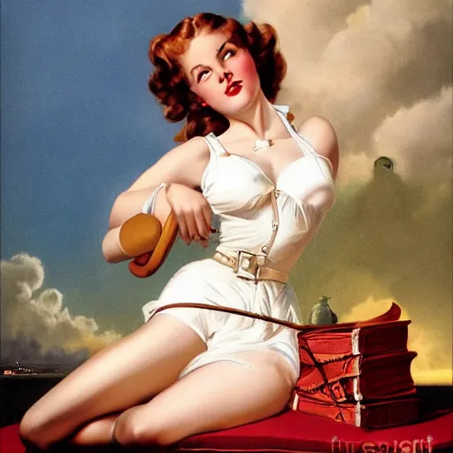 Prompt: hermione 1 1 1 by gil elvgren