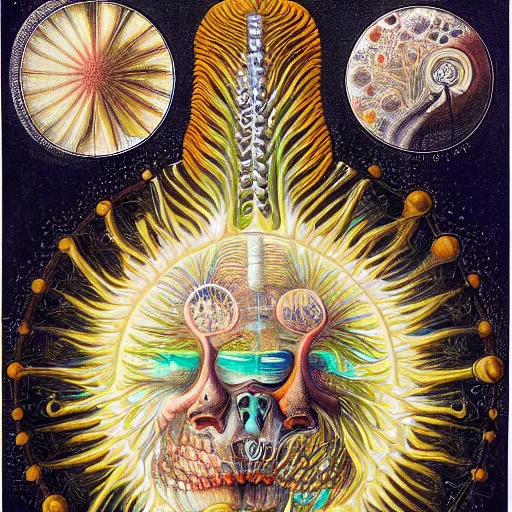 Image similar to scientific illustration of future man by ernst haeckel, oil on canvas, creative design, medical diagram