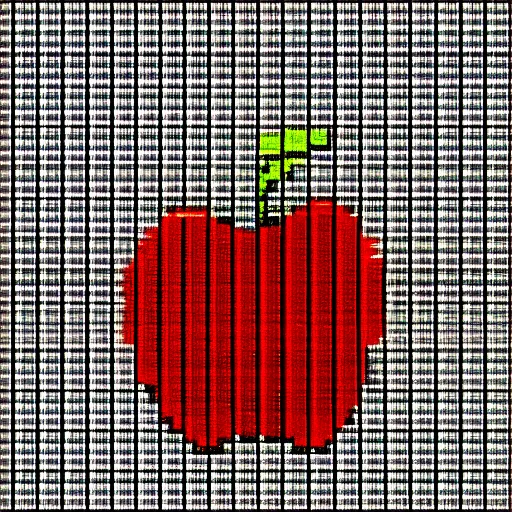 Prompt: an apple pixelated in red and black on a white background, pixel art by Mac Conner, reddit contest winner, pixel art, #pixelart, art, pixel perfect