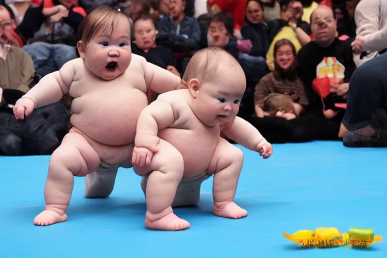 Prompt: babies sumo wrestling