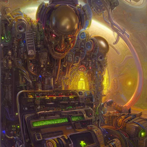 Image similar to The inner workings of a demon computer, Sci-Fi art by Donato Giancola and James Gurney, digital art, trending on artstation