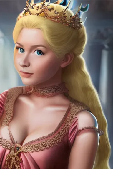 Prompt: very very intricate photorealistic photo of a realistic human version of princess peach in an episode of game of thrones, photo is in focus with detailed atmospheric lighting, award - winning details