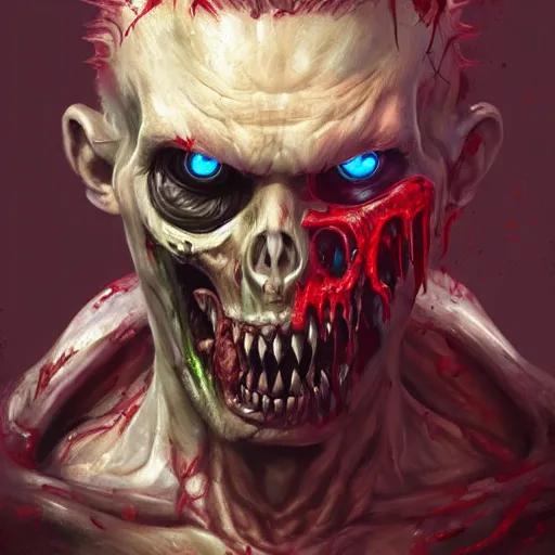 Image similar to zombie from doom eternal, front view, painted by stanley lau, painted by greg rutkowski, painted by stanley, artgerm, masterpiece, digital art, trending on arts