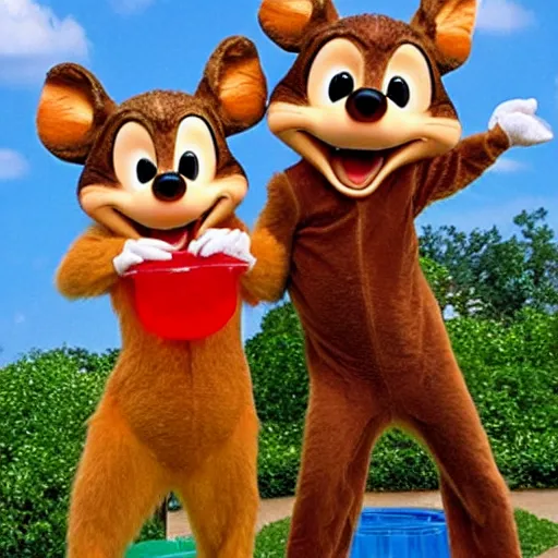 Image similar to chip and dale stuck in a jello mold, disney,