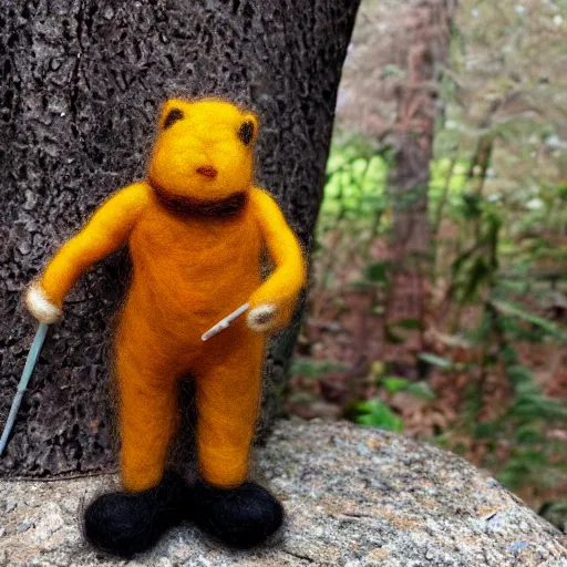 Prompt: a needle felted bigfoot, needle felting art.