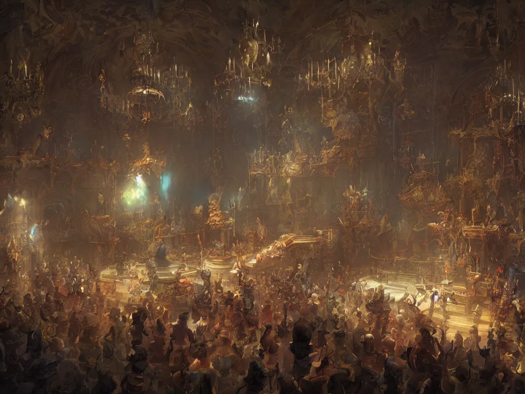 Image similar to interior of a circus in the baroque era, hearthstone art style, epic fantasy style art by Craig Mullins, fantasy epic digital art, epic fantasy card game art by Greg Rutkowski