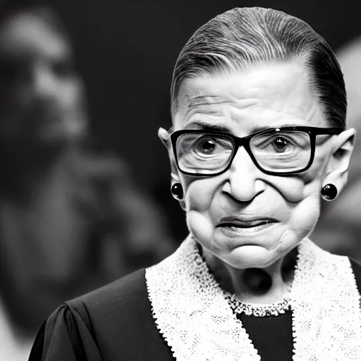 Prompt: Ruth Bader Ginsburg in a fashion show, HD digital photography