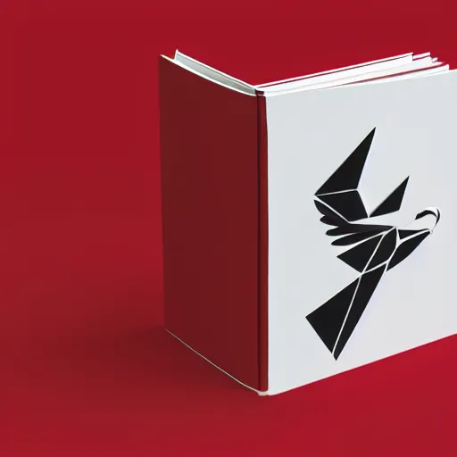 Image similar to low poly, vector, white eagle icon, in a book, red background, cgsociety, artstation, octane render