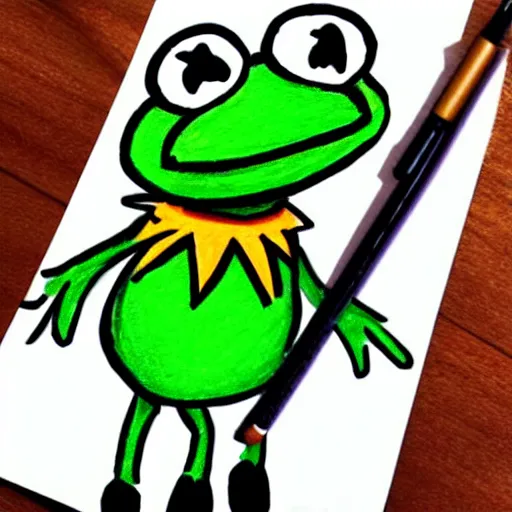 Image similar to caricature drawing of Kermit the frog