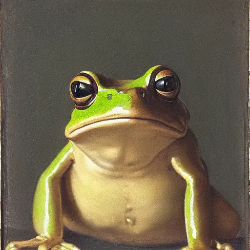 Prompt: Portrait of a frog, Oil on canvas, Musée d'Orsay catalog