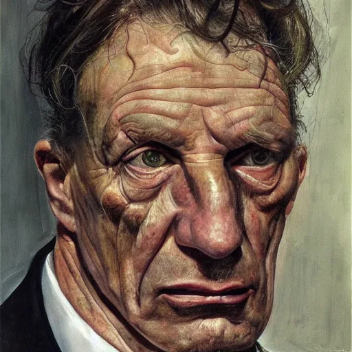 Image similar to high quality high detail painting by lucian freud, hd, devil satan portrait, photorealistic lighting