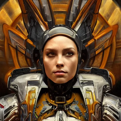 Prompt: scifi character portrait Painting of a futuristic archangel from, warhammer40k , dystopian mood, intricate, wild, highly detailed, digital painting, artstation, concept art, smooth, sharp focus, illustration, art by artgerm and greg rutkowski, and alphonse mucha