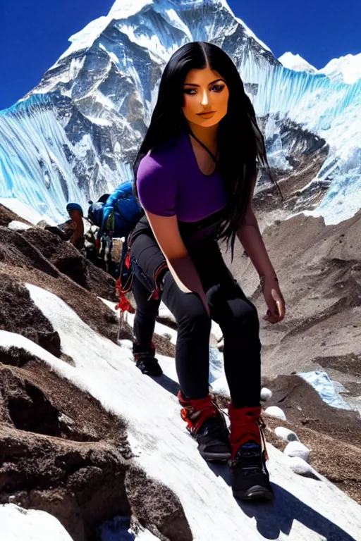 Image similar to kylie jenner mountain climbing on everest