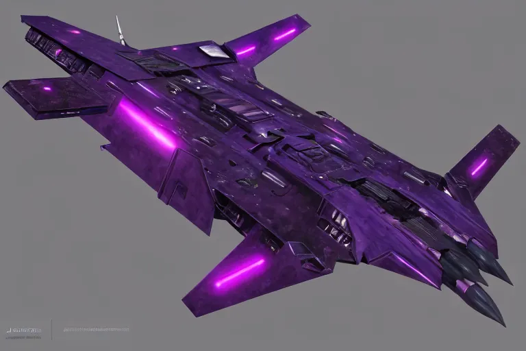 Image similar to alien military fighter spacecraft, purple, futuristic, apocalyptic, by jon aaron kambeitz, katsuhiro otomo, heng z, concept art, insanely detailed, raytracing, octane, unreal engine, trending on artstation