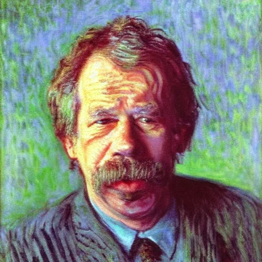 Image similar to portrait of vaclav havel by claude monet