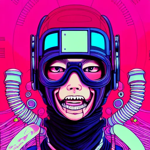 Image similar to portrait painting of cyberpunk chuu kpop cheerful smiling mercenary, sharp focus, award - winning, trending on artstation, masterpiece, highly detailed, intricate. art by josan gonzales and moebius and deathburger