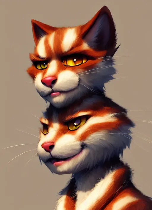 Image similar to character concept art of a anthropomorphic male furry cat | | cute - fine - face, pretty face, key visual, realistic shaded perfect face, fine details by stanley artgerm lau, wlop, rossdraws, james jean, andrei riabovitchev, marc simonetti, and sakimichan, trending on artstation