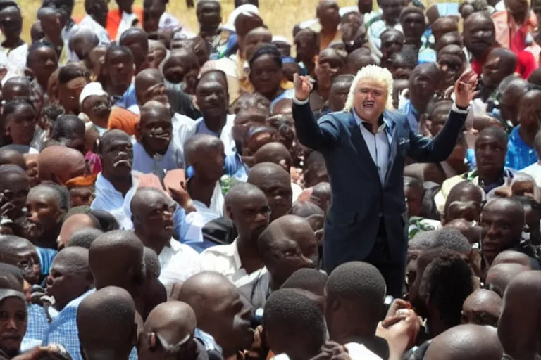 Image similar to african geert wilders speaking to a crowd