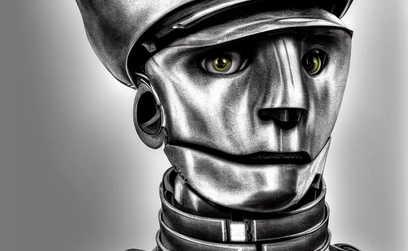 Image similar to portrait of a robot dressed as a military officer, digital art, natural light, sharp, detailed face, magazine