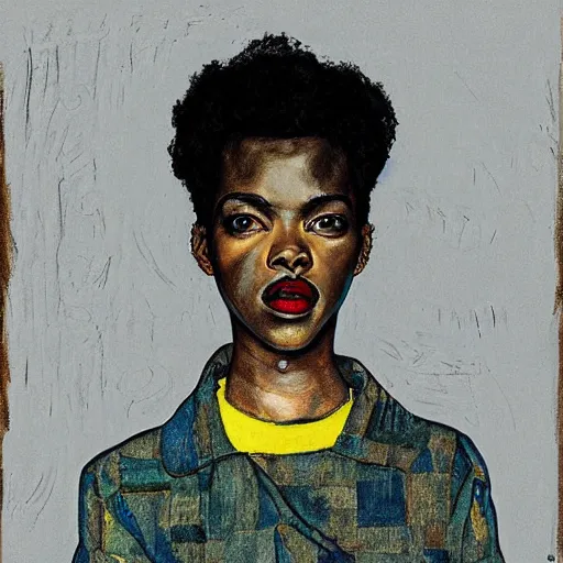 Prompt: portrait of lauryn hill by egon schiele in the style of greg rutkowski