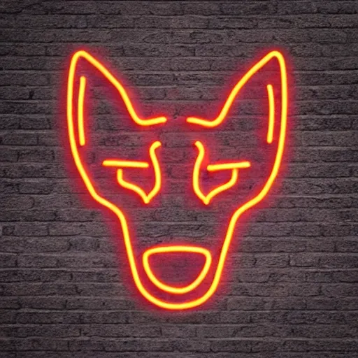 Image similar to neon logo of a fox head on a shield