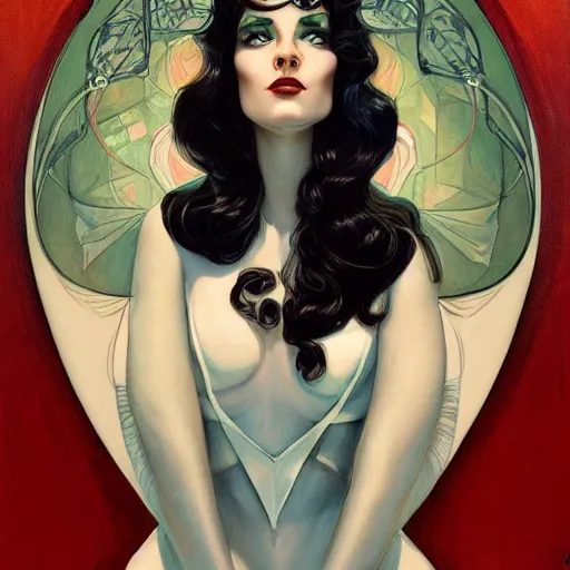 Image similar to a streamline moderne, art nouveau, multi - ethnic and multi - racial portrait in the style of charlie bowater, and in the style of donato giancola, and in the style of charles dulac. intelligent, expressive eyes. symmetry, ultrasharp focus, dramatic lighting, semirealism, intricate symmetrical ultrafine background detail.