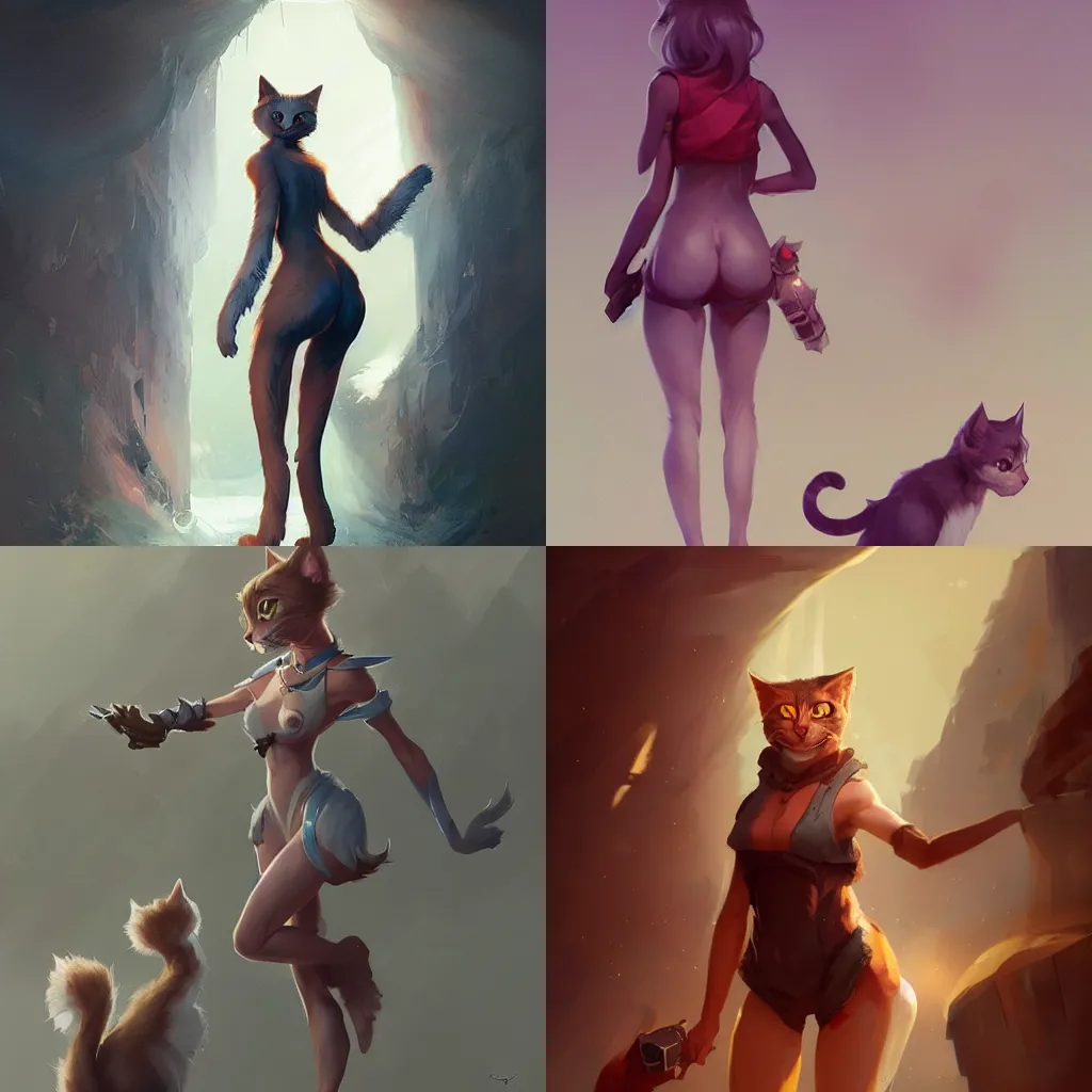 Prompt: conceptual artwork of a full body of a beautiful and cute shortstack anthropomorphic female cat, by greg rutkowski, rossdraws, jay naylor!, matte painting, high contrast, furry art, artstation, deviantart, pixiv trending