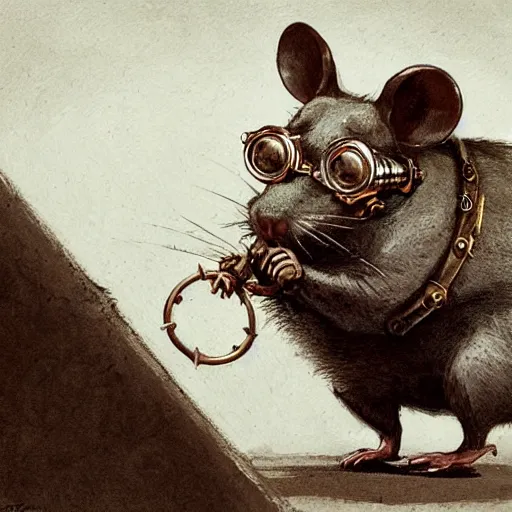 Prompt: a rat with steampunk googles, by JAKUB ROZALSKI