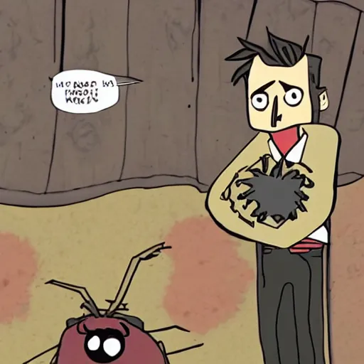 Prompt: dont starve wilson eats a spider