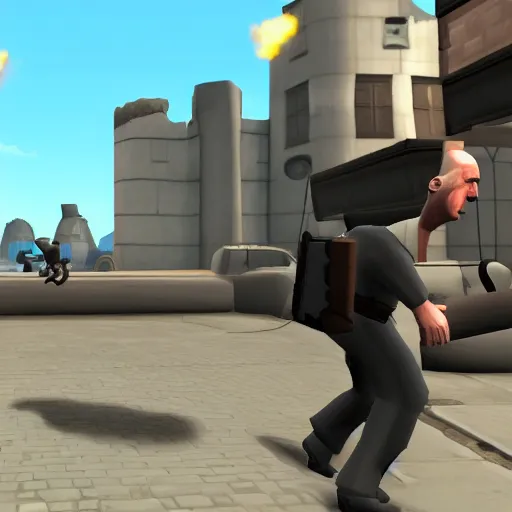 Prompt: adolf hitler in team fortress 2, pc, gameplay, valve, steam,