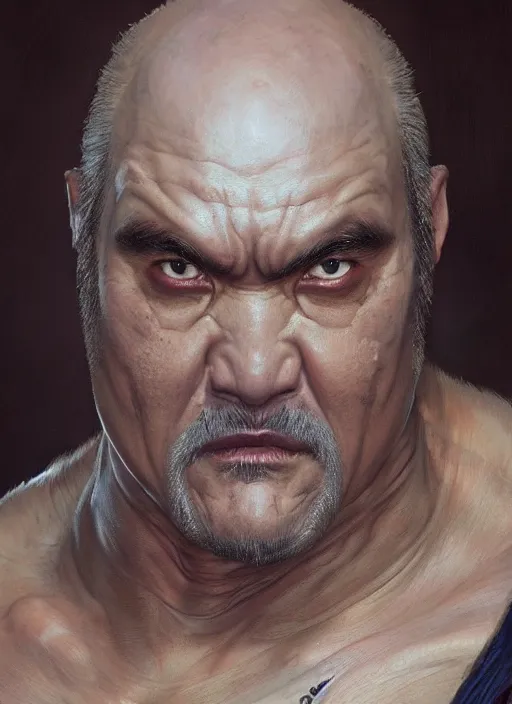 Prompt: Heihachi Mishima, closeup character portrait art by Donato Giancola, Craig Mullins, digital art, trending on artstation