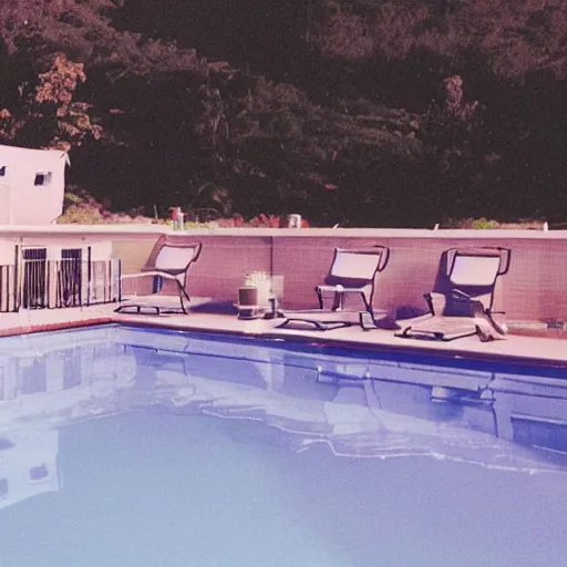 Image similar to a motel swimming pool from a music video by lana del rey