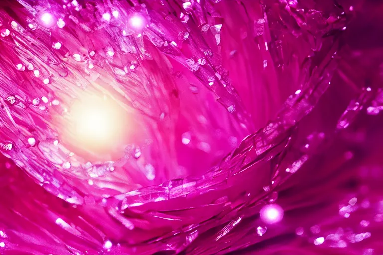 Prompt: film still, pink diamonds cascade like waterfalls from her eyes, cinematic lighting, ray tracing, unreal engine 5, photorealistic, 8 k, uhd, extremely detailed, beautiful, elegant, intricate, foggy, golden ratio, medium close - up, perfect composition, dramatic, medium close - up