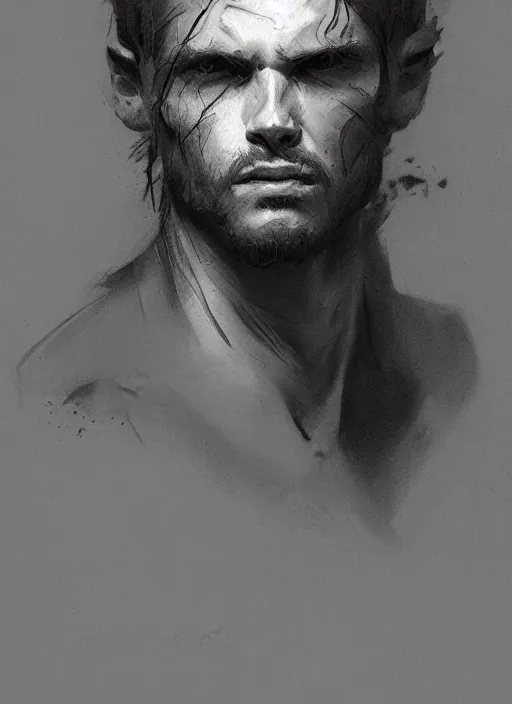 Image similar to a man, by greg rutkowski, trending on artstation, masterpiece, charcoal pencil