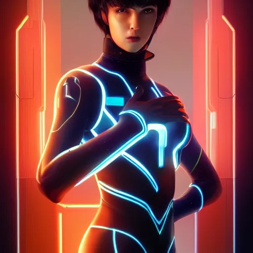 Image similar to ultra realistic illustration, tron legacy quorra anime, intricate, elegant, highly detailed, digital painting, artstation, concept art, smooth, sharp focus, illustration, art by artgerm and greg rutkowski and alphonse mucha and wlop