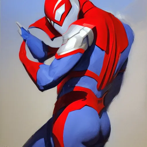 Prompt: greg manchess portrait painting of partially armored ultraman spiderman as overwatch character, medium shot, asymmetrical, profile picture, organic painting, sunny day, matte painting, bold shapes, hard edges, street art, trending on artstation, by huang guangjian, gil elvgren, ruan jia, greg rutkowski, gaston bussiere