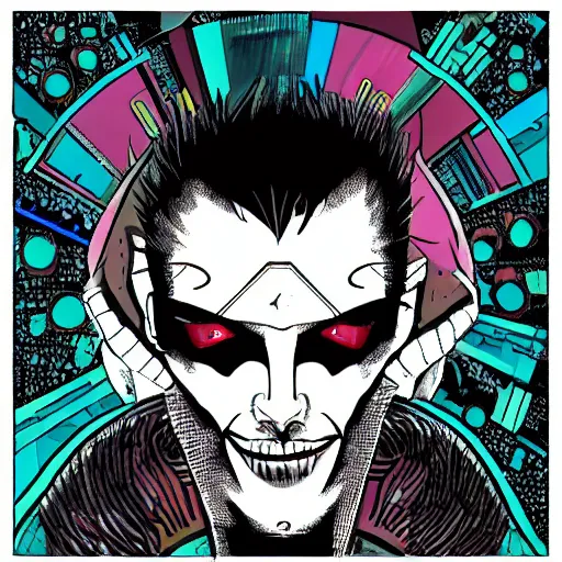 Image similar to villian, electronic enigma, in the style of simon beasley