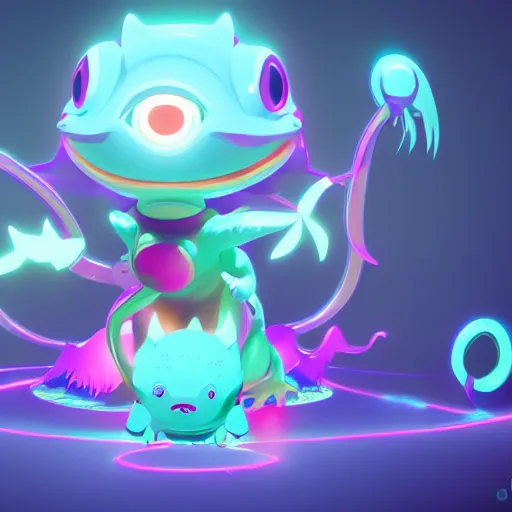 Prompt: cyan spirit axie pet with hypnotic spiral eyes, hypnofrog, fantasy, style artstation, studio ghibli, clean cel shaded vector art, octane render, unreal engine 6, epic game graphics, fantasy, conceptual art, ray tracing