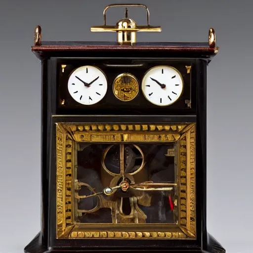 Prompt: an alarm clock from the 1800s that is made of human teeth