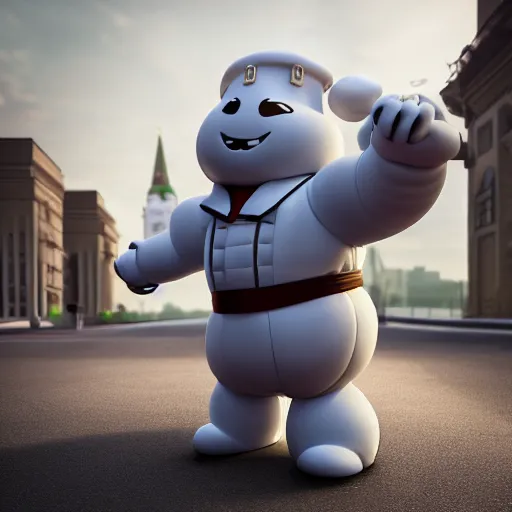 Prompt: Stay Puft Marshmallow Man in Moscow, octane render, cinematic, hyper realism, octane render, 8k,