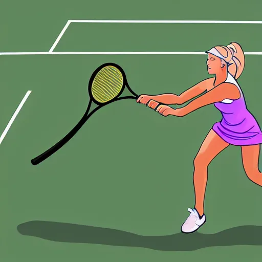Prompt: stick figure drawing of blonde woman playing tennis