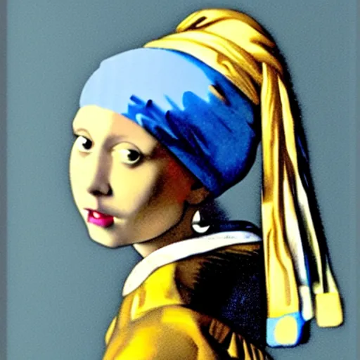 Prompt: a cat with a pearl earring, by dali ,8k