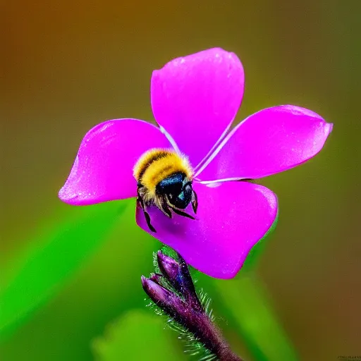 Image similar to a bee finding the last flower in antarctica, beautiful macro photography, ambient light