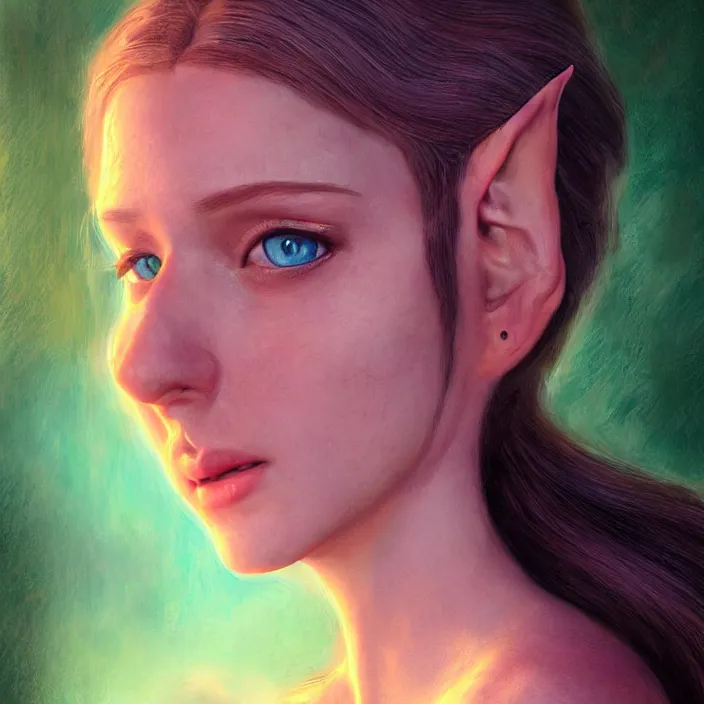 Prompt: elvish princess, pulp, extremely detailed, sharp focus, pastel colors, intricate, realistic, smooth, volumetric lighting, digital painting, by eric stanton