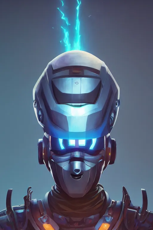 Image similar to epic mask helmet robot ninja portrait stylized as fornite style game design fanart by concept artist gervasio canda, behance hd by jesper ejsing, by rhads, makoto shinkai and lois van baarle, ilya kuvshinov, rossdraws global illumination radiating a glowing aura global illumination ray tracing hdr render in unreal engine 5