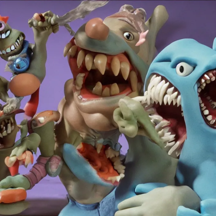 Image similar to street sharks in wallace & gromit claymation