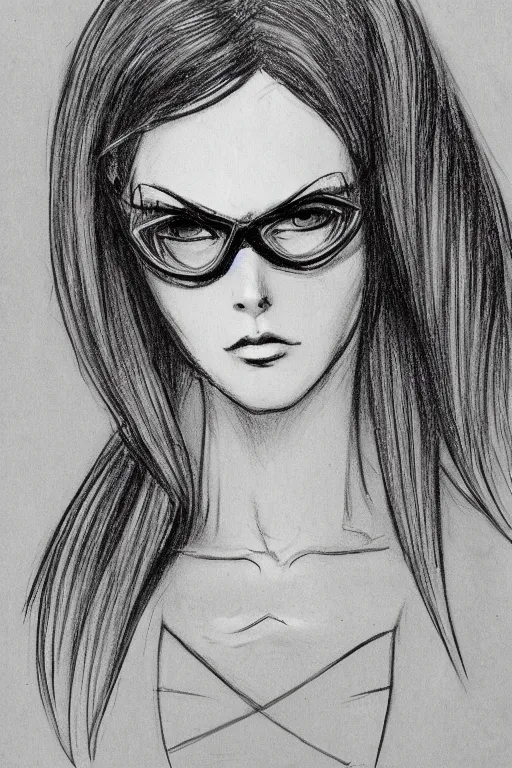 Image similar to Portrait sketch of fully clothed Bayonetta by Da Vinci